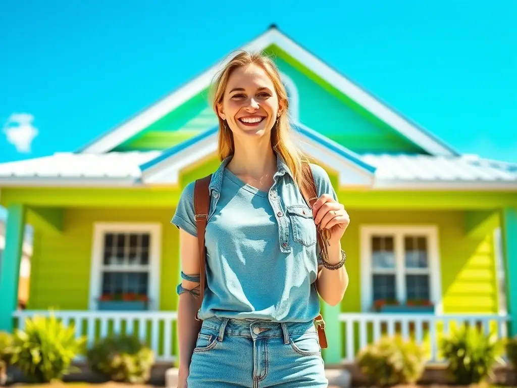 A satisfied customer smiling in front of their newly painted home, highlighting the positive impact of Colorado Paint Pros' services.